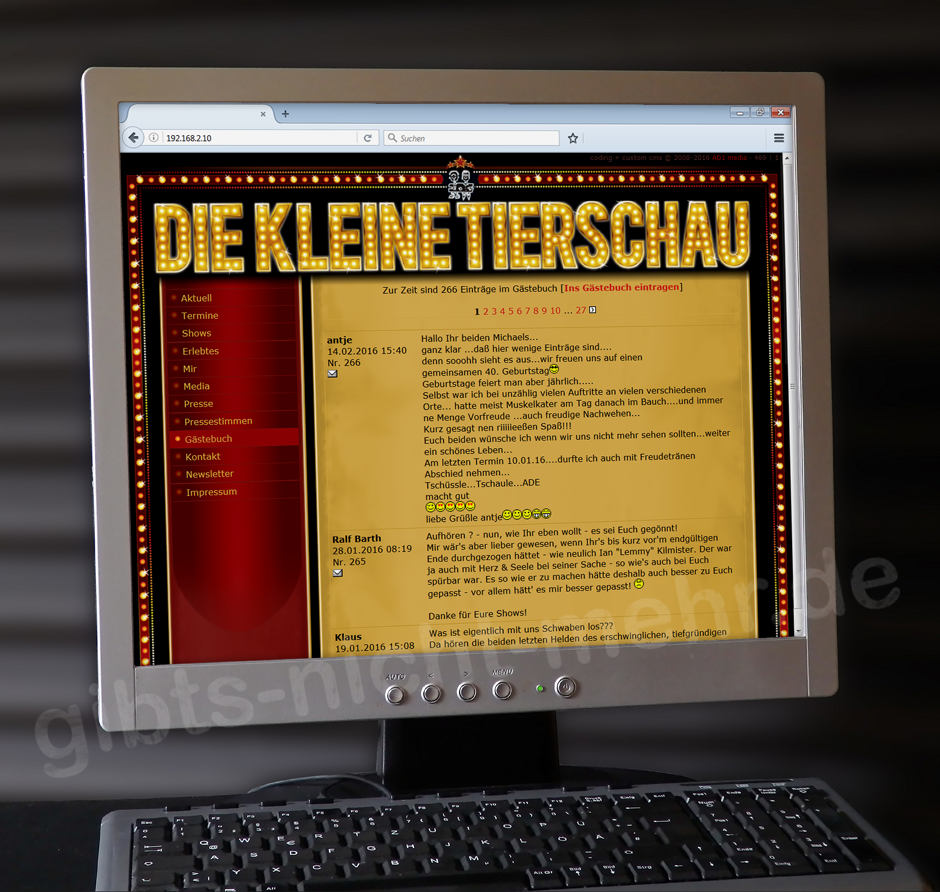 www.tierschau.de 2016 ...und mit letzten »Gästebuch«-Einträgen...